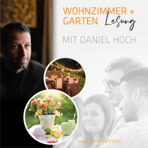 Lesung Wohnzimmer und Garten