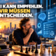 Führungskraft vor einer schwierigen Entscheidung zwischen KI-Empfehlung und menschlicher Verantwortung.